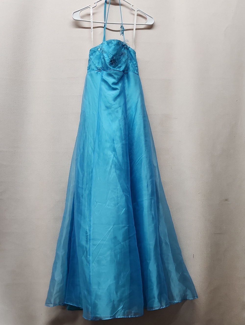 Zum Zum by Niki Livas Aqua Blue Halter Prom Dress